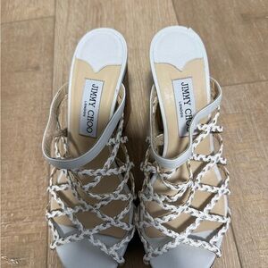 Jimmy Choo Beige and White Heeled wedges